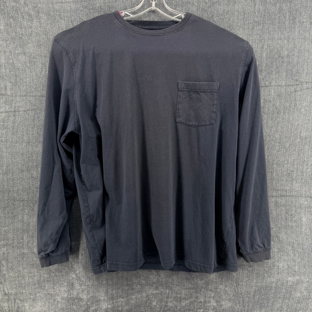 LL Bean Mens XL Tall Navy Blue Long Sleeve Pocket T-Shirt Traditional Cotton